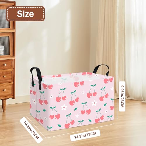 Image of Rectangular Storage Basket Fabric | Organizer Bin for Books,Clothes,Gifts,Pets-Perfect for Home,Office,Nursery,Dorm,Shelf(Rec-cherry)