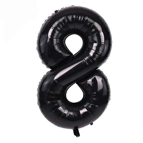 Image of TONIFUL 40 Inch Black Number 8 Balloons Large Foil 8th Birthday Decorations