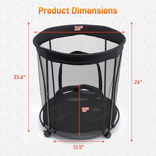 HENMI-Upgraded-Round-Sports-Ball-Storage-Cart-Rolling-Ball-Holder-with-Wheels-for-Basketball-Storage-Outdoor-Toy-Storage-Metal-Bin-for-Garage-School