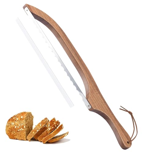 Luzarriba Bread Knife, Bow Bread Knife for Homemade Bread, Sourdough Bread Slicer for Homemade Bread, Sourdough Bread Cutter, Wooden Bread Knife with Cover - Premium Stainless Steel