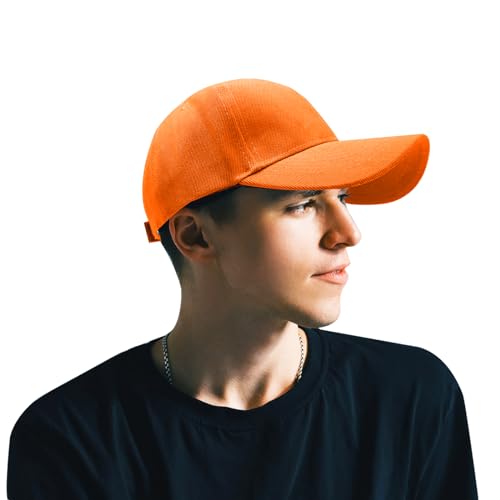 Aomig Basecap Unisex, Freizeit Baseball Cap Herren und Damen, Einstellbare Kappe mit Schirm, Sonnenschutz Baseballkappe für Outdoor Running Tennis Golf Reisen(Orange)