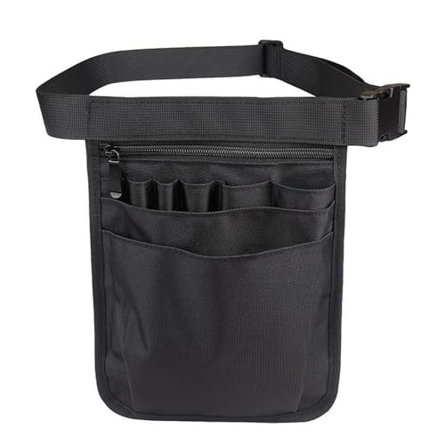 SZSL ウエストバッグ 介護業務用 ナースポーチ 小型 防水 ポータブル 耐久性 多機能ポケット 美容師 ウエストポーチ ベルトポーチ 作業用 ブラック