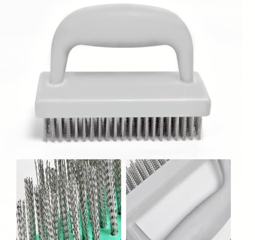 Image of Large Heavy Duty Rust Removal Brush Stainless Steel Wire Brush 2-piece Set, 6.9 inchX 2.5 inch Size, with Plastic Comfortable Grip, Used for Cleaning, Scraping slag, dust, Dirt and Paint scrubbing