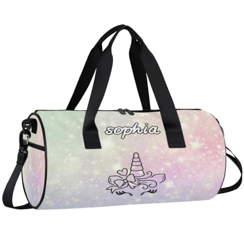 Personalized Duffle Bag for Girls, Unicorn Waterproof Travel Overnight Weekend Bag Carry On Bag Kids Sport Gymnastics Duffle Bag2