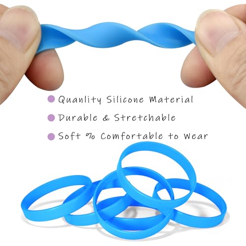 Image of Morcheiong 12 Pieces Silicone Bracelets- Light-Blue Color Blank Rubber Wristbands for Adults Teen Party Favors