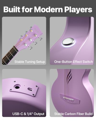Image of Enya NOVA GO SP1 Carbon Fiber Travel Guitar - 35 inch Acoustic Electric with Smart AcousticPlus Technology, Built-in Effects, USB Recording, Bluetooth Speaker, Beginner Bundle with Gig Bag & Accessories