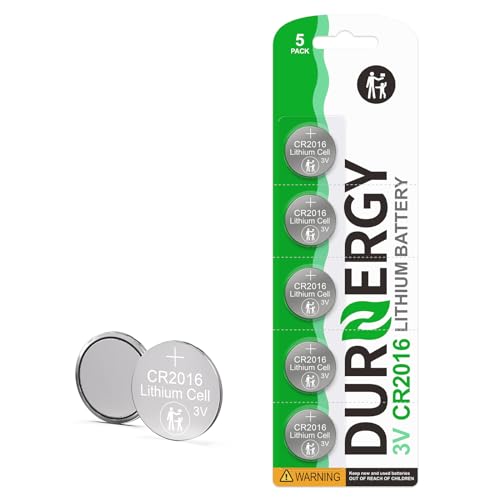 DURNERGY CR2016 Battery, CR2016 3V Lithium Coin Batteries (5-Pack) for