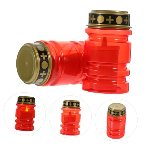 Velas de oración LED rojas sin llama seguras y portátiles de plástico Toddmomy 4