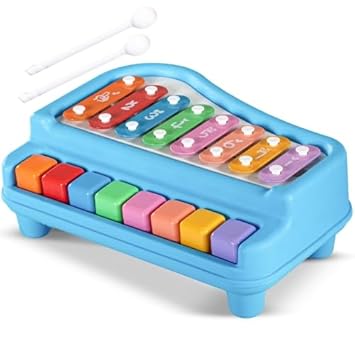 Tinyplay 2-in-1 Xylophone & Piano Toy for Kids | 8 Scale Musical Instrument Toy for Babies 6 Months to 4+ Years | Non-Toxic, Non-Battery Baby Gift for Boys & Girls, Toddlers (0 to 3+ Years) - image, photos