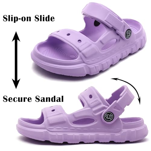 Femizee Kids 2-in-1 Sandals and Slides for Boys & Girls Lightweight Waterproof Slip-On Sandals Summer Water Shoes for Beach Pool Garden Play3