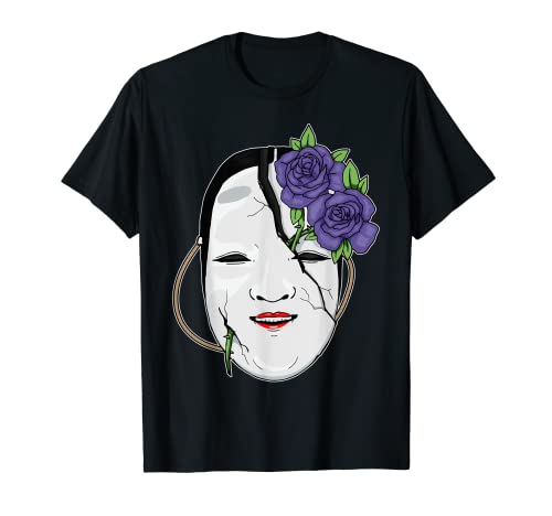 Angura Kei Masque noir japonais esthétique gothique Noh Rose T-Shirt