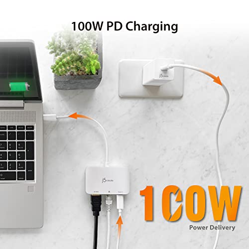j5create USB Type C to 4K HDMI and Gigabit Ethernet with PD 100W Pass-Through Charging, for MacBook Pro MacBook Air - Image 4