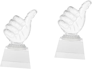 INOOMP 2pcs Trophy Medal Desk Decor Table top Decor Kids prizes Mini Reward Trophy Thumbs up Sculpture Custom Engraved Trophy Award Trophy Award Supply Prize Trophy Crystal Accessories k9