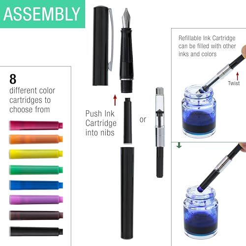 U.S. Art Supply 35 Piece Calligraphy Pen Writing Set - Interchangeable Nibs, Paper Pad, Instructions for Beginners