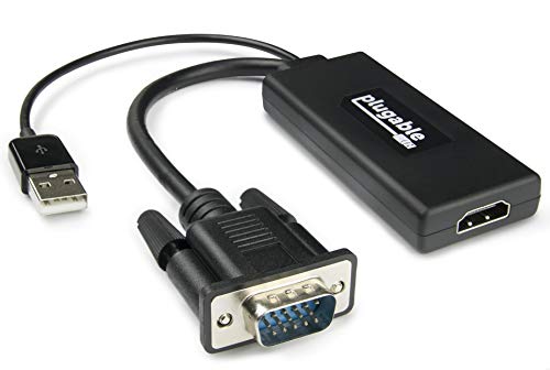 Plugable VGA to HDMI Active Adapter with Audio (Supports 1080p Displays - Windows, Mac & Linux Compatible)