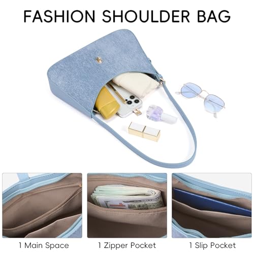 Image of CLUCI Denim Purses for Women, Shoulder Bag, Handbag Hobo Bags Vegan Leather Crossbody Purse with Adjustable Strap