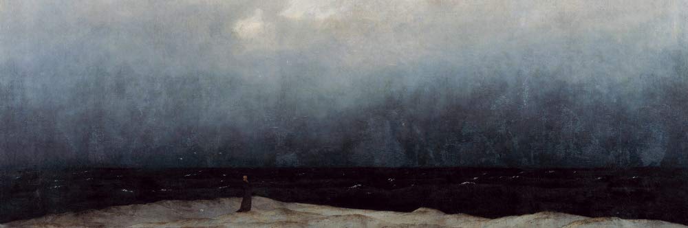 1art1 Caspar David Friedrich – mnich nad morzem, 1808–1810 obrazów obraz na płótnie w blejtramie | XXL obraz ścienny plakat druk artystyczny jako obraz na płótnie 90 x 30 cm