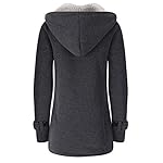 JiangWu Womens Fashion Horn Button Fleece Thicken Coat with Hood Winter Warm Jacket - Image 2