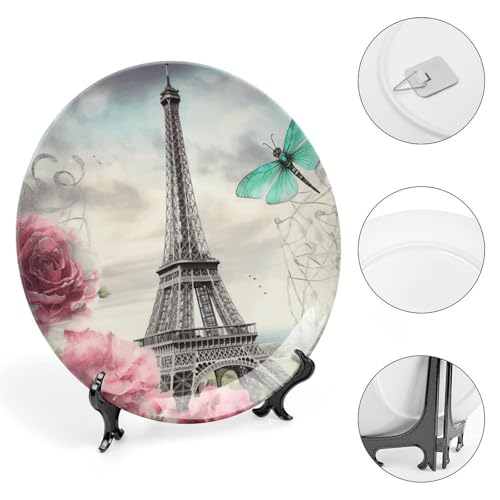 Assiette céramique décorative libellule porcelaine support vertical vacances