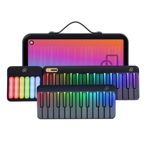 Popupiano Smart Piano Keyboard,59-Key Digital Piano for Beginners,Rainbow LED Lights&Free Apps,256 Voices,100+ Auto Chords,MIDI Support,Portable Piano Keyboard,Gift for Birthdays or Holidays