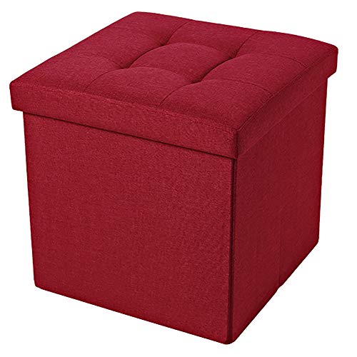 INTRECCI Pouf Contenitore, Puffo per Sedersi, Pouf Poggiapiedi, in Tessuto, Quadrato, 38x38x38 cm, Imbottito, Versatile, Facile da Pulire. Colore: Bordeaux