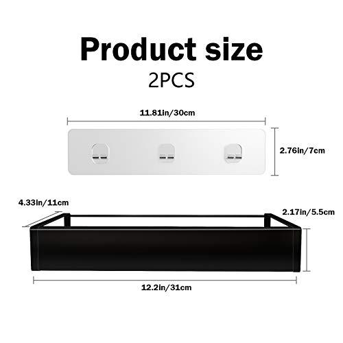 Roseyat Shower Caddy, Adhesive Shower Organizer with Hooks, Shower Shelves for Inside Shower, No Drilling Shower Rack Holder, Shower Storage for Bathroom, Kitchen Spice Rack-2 Pack Black