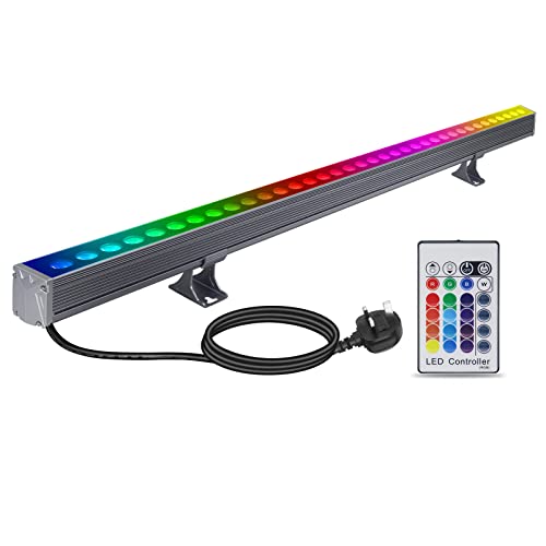 144W RGBW+6000K LED Wall Washer Light Bar, 40" Color Changing Spot Light, Remote Control, Indoor/Outdoor, Wall Mount, Modern Style