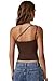 QINSEN Womens Tank Top Summer Off The Shoulder Sleeveless Tight Shirt Coffee Bean S