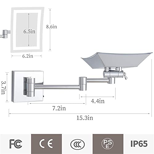 Espejo de Maquillaje Cuadrado con Luz LED y Aumento 3X miniatura 7