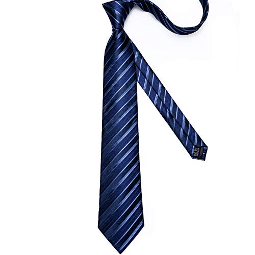 Image of DiBanGu Extra Long Tie for Men 63 inch XL Silk Necktie Set | Pocket Square and Cufflinks, Big and Tall, Jacquard Woven, Gift Box, Paisley /Plaid /Solid /Striped, for Weddinng Party Business