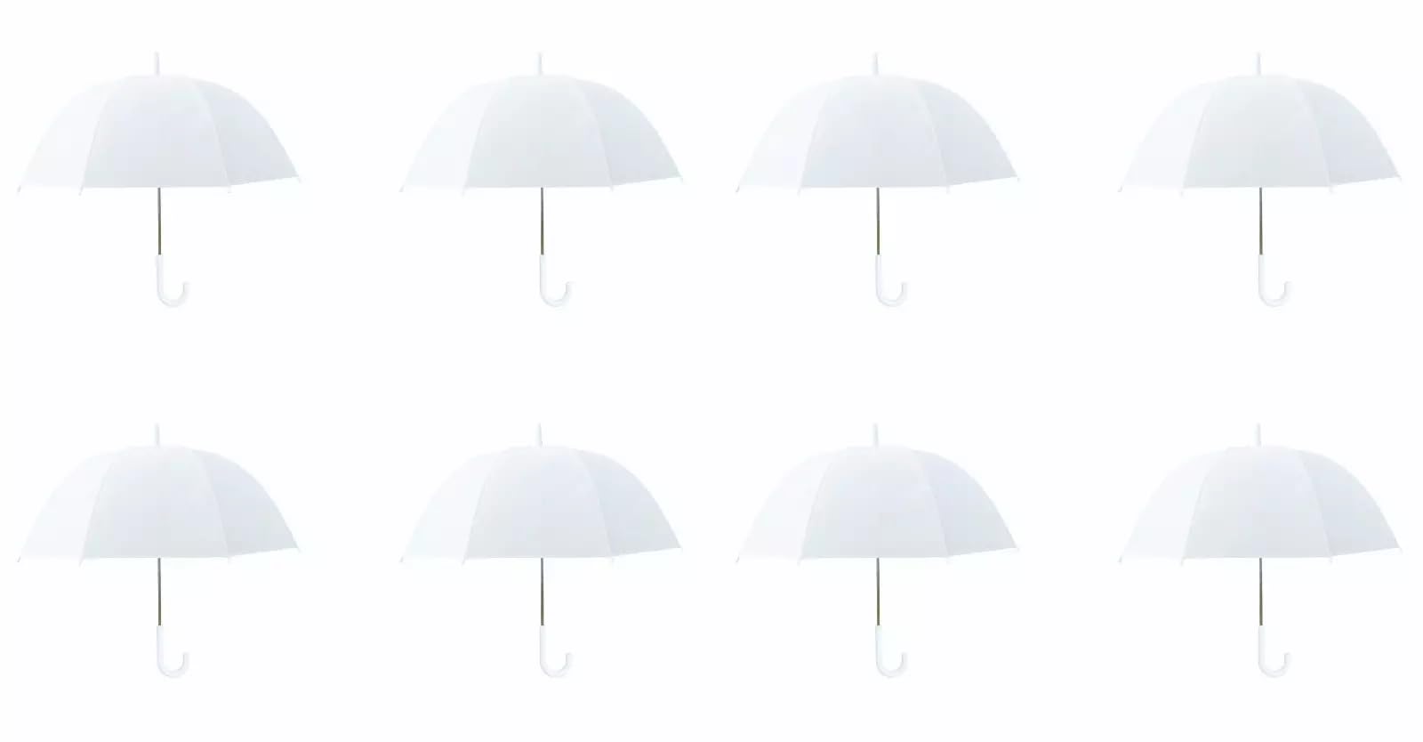 Gadgetking WHITE 8 PACK UMBRELLA DOME BUBBLE LADIES BRIDAL WALKING RAIN BROLLY WEDDING FOR BRIDE GUESTS GROOM BULK BUNDLE LARGE BIRDCAGE WALKING FASHION CLASSIC