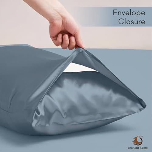 Image of 300 TC Art Silk Satin Pillow Cover Set | Durable Satin Pillow Cover with Envelope Closure | Luxury Satin Pillow Covers | Cozy Satin Pillow Covers (2, Coral Blue)