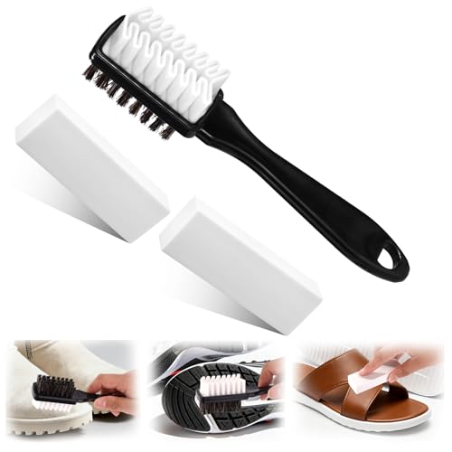 2-in-1 Suede Brush, Shoes Cleaning Brush Kit & 2 Polish Eraser with Soft Bristle for Suede and Nubuck Leather Boot