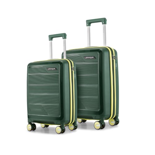 Image of Provogue Spectrum Hard-Sided PP Trolley Bag Set of 2 | Expandable Space with 8 Wheels Trolley Bags for Travel | Lightweight with Combination Lock | 5 Year Warranty (Midnight Fern Green)