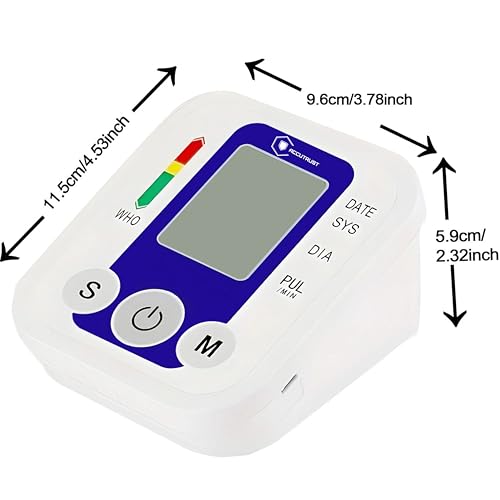 AccuTrust Digital Blood Pressure Monitor Machine for Home Use, Upper Arm Cuff 22-36cm, Automatic BP Monitor with Medium Display, USB + Battery Operated, Memory Function & WHO Indicator