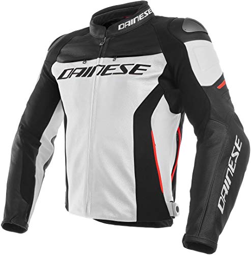 Dainese 1533788-777-48 Chaqueta de Piel, Blanco/Negro/Rojo, 48