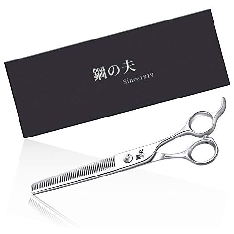 7" Professional Straight Dog Grooming Scissors Kit, Ergonomic Pets Cutting Shears, JP-440C Stainless Steel with Offset Handle, Light-weight Shears for Fur Hair Trimming Cover