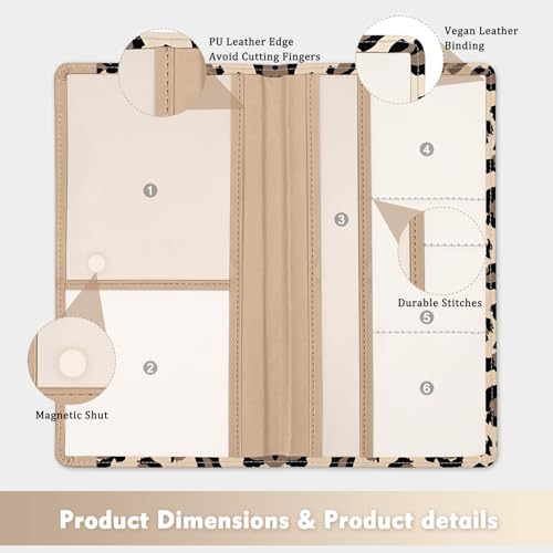 Car Registration and Insurance Holder, with Magnetic Closure for License, Cards and Documents, All Vehicle Needs and Car Accessories (Leopard-Yellow)2