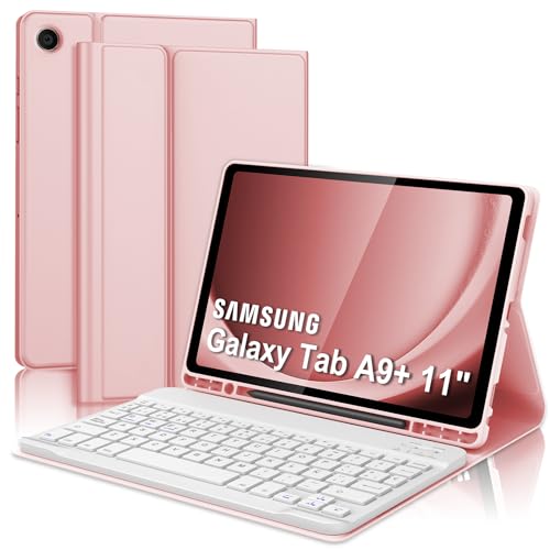 Funda con Teclado para Samsung Galaxy Tab A9+ 11'', Teclado Bluetooth Inalámbrico Desmontable con...