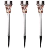 Solar Glass Mosaic Border Led Path Lights, APOLLED Water-proof Easy Installation Solar Led lights with ON/OFF Switch for Garden Festival Decoration (3 Pack)