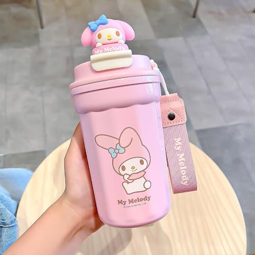 Image of BEHAHAI 480ML Stainless Steel Cartoon Thermal Insulation Cup, Vacuum Insulated Tumbler, Leak Proof, Hot and Cold, for Girls and Boys, Birthday Gift (White)