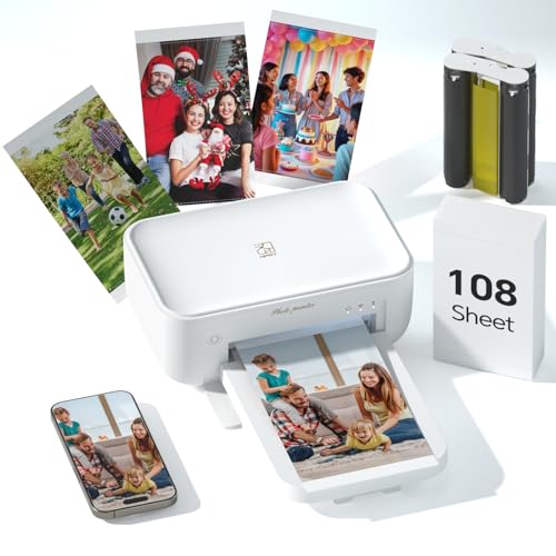 HPRT 4x6 Photo Printer with 108 Sheet & 2 Ribbon, Portable Picture...