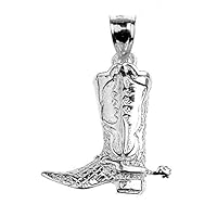 925 Sterling Silver Lucky Cowboy Boot Pendant Charm