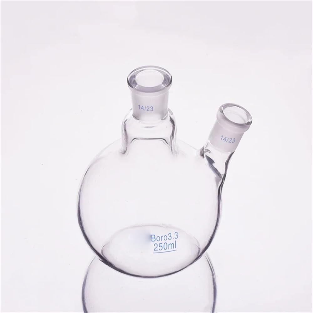 Kolba z dwoma dyszami, ukośny kształt, standardowe matowe usta, 25 ml, 50 i 250, 14/23, dolna kolba Sprzęt laboratoryjny