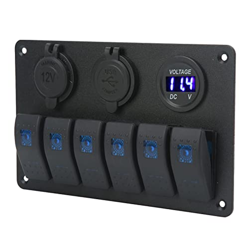 Panneau d'interrupteurs 12V 24V à 6 gangs pour bateau et camping-car avec double USB