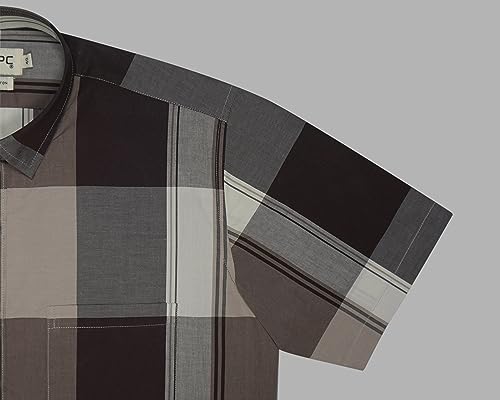 Image of GHPC 100% Cotton Checkered Half Sleeves Regular Fit Formal Shirt for Men