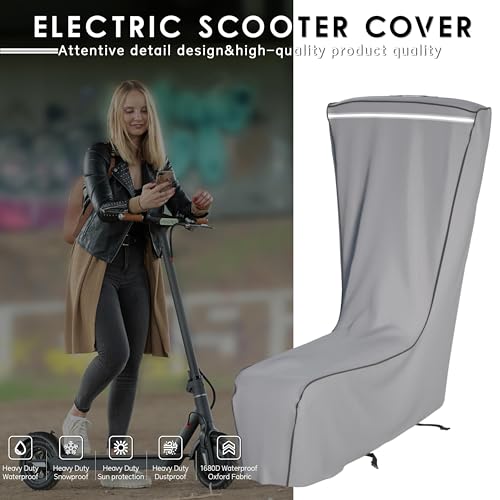 Electric Scooter Cover,1680D Heavy Duty Waterproof and Dustproof Oxford Cloth, UV Resistant & Anti-Scratch, Includes Storage Pouch,A Better Fitting Electric Scooter Cover (54x8x52)