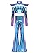 CHICTRY Womens Metallic Shiny Structured Shoulder Boards Crop Top and Flared Pants for Halloween Blue XX-Large