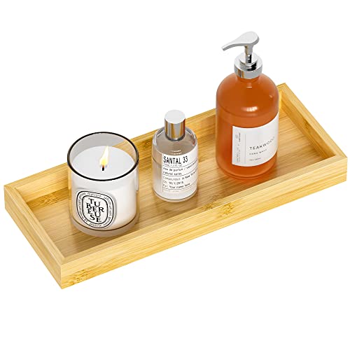 Bathroom Vanity Tray Bamboo Tray - For Counter Wood Small Bathroom Decorative Tray, Dresser Top Perfume Tray For Home Decoration 11.3” L X 4.4” W X 1.14” H #TOP7