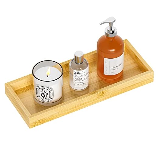 Bathroom Vanity Tray Bamboo Tray - for Counter Wood Small Bathroom Decorative Tray, Dresser Top Perfume Tray for Home Decoration 11.3” L x 4.4” W x 1.14” H